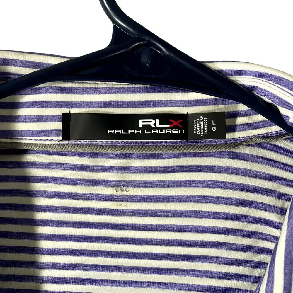 Ralph Lauren RLX Golf Polo Blue Striped Shirt Firestone Country Club Mens Large